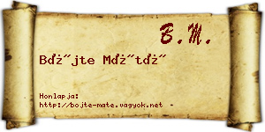 Böjte Máté névjegykártya